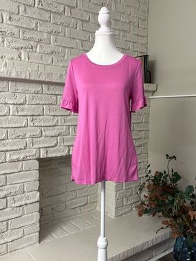 Tribal-NWT-Pink Short Sleeve Ruffle Tee Size Medium